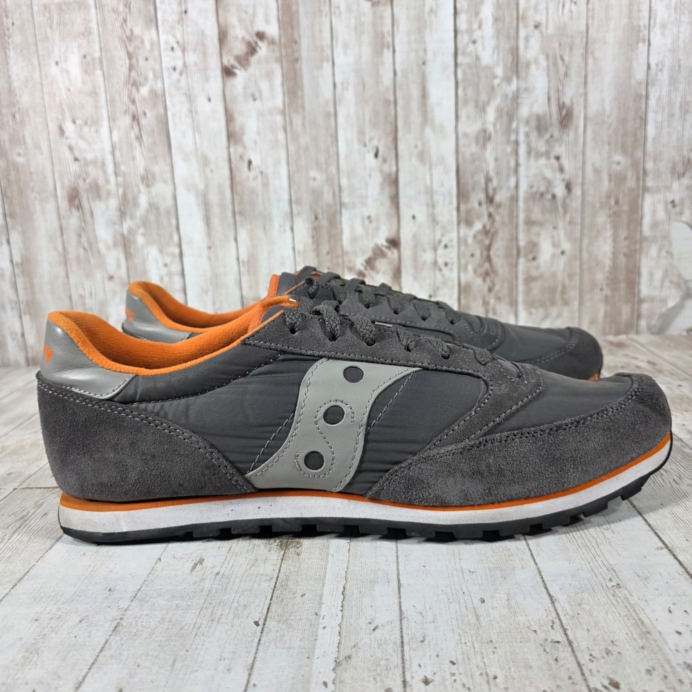 Saucony Jazz Original Mens 14 Charcoal Grey Orange Suede Nylon Sneakers 2866-125
